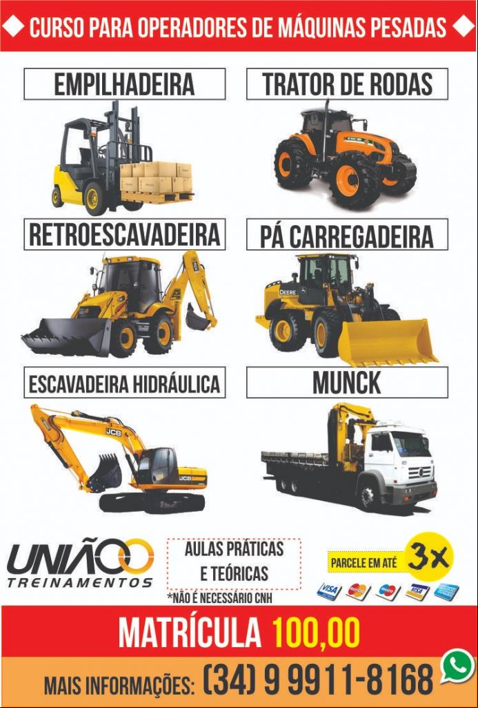 União Treinamentos oferece curso para Operador de máquinas e Motoristas especializados. MATRÍCULAS ABERTAS! | Patos Agora - A notícia no seu tempo - 