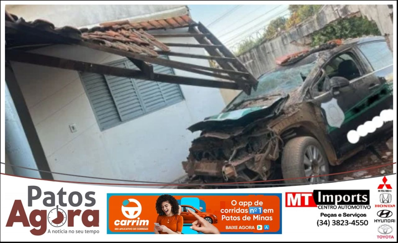 Segurança colide com residência durante perseguição a suspeitos em Patos de Minas