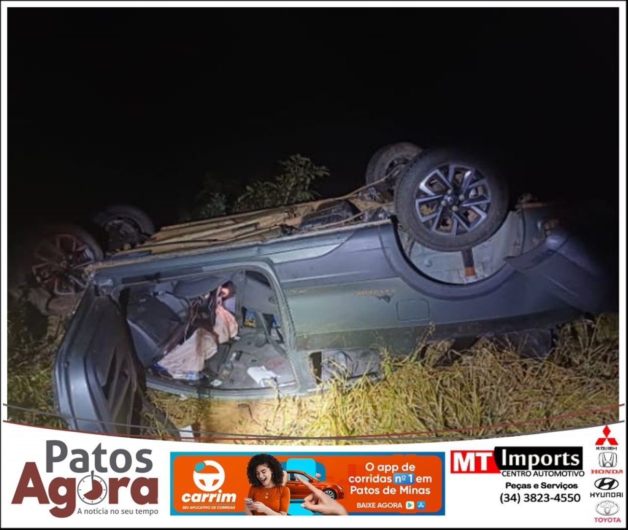 Pai e filho ficam feridos após acidente na BR-352 em Carmo do Paranaíba